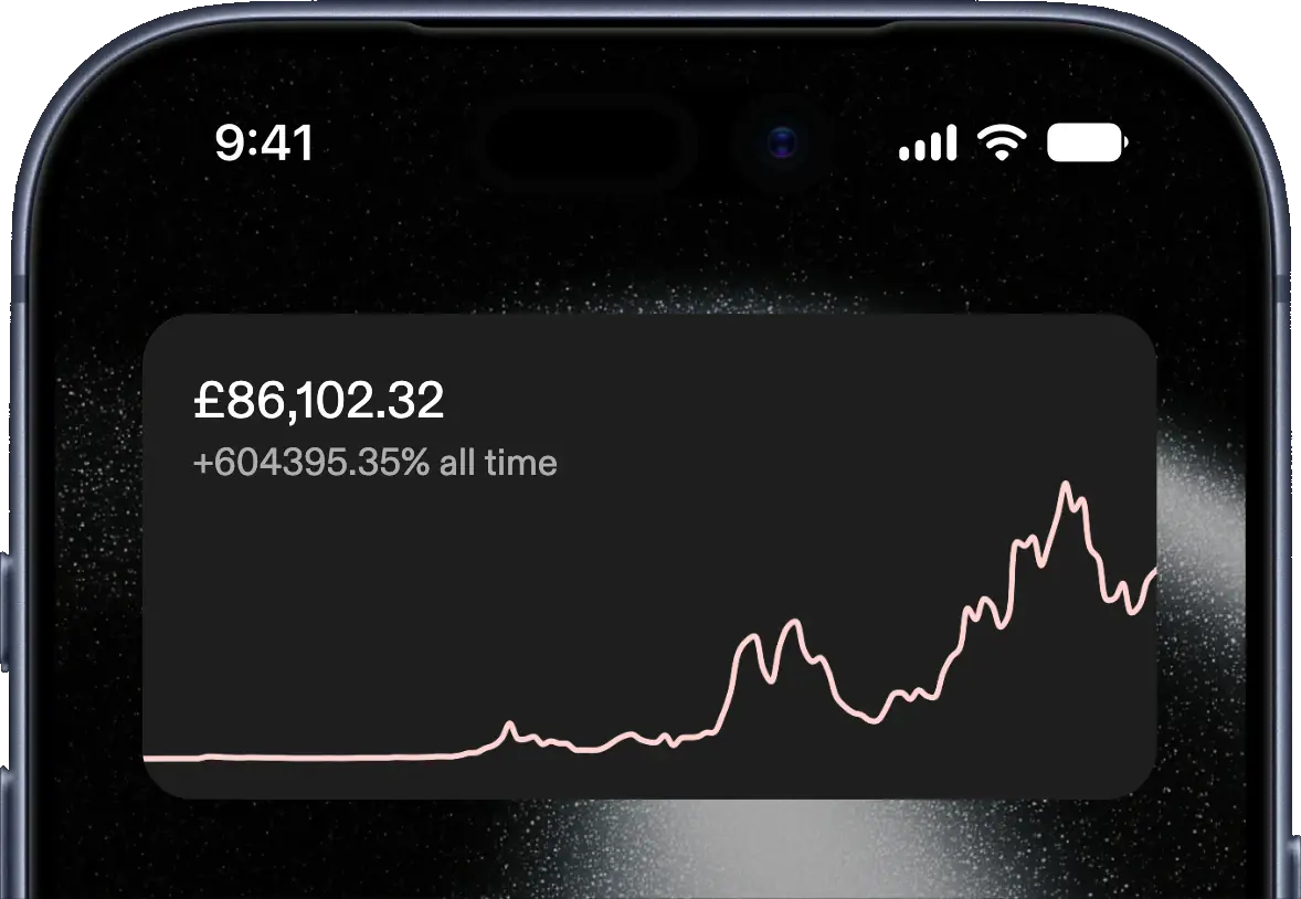 An iPhone home screen with the Strike bitcoin price widget showing the price and today's change.