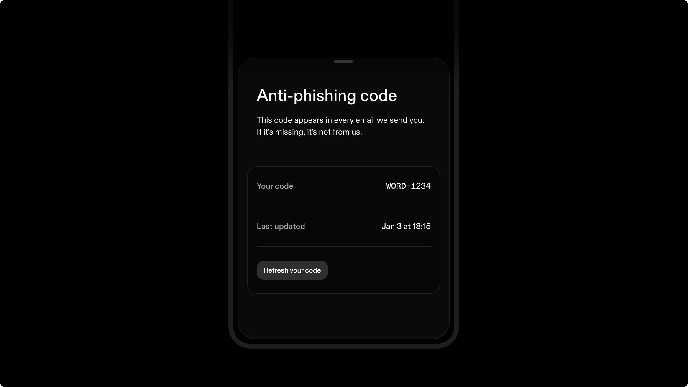 Verify your anti-phishing code