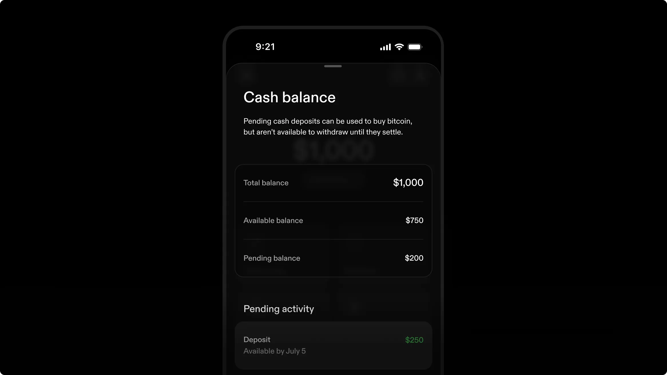 See your cash balance breakdown