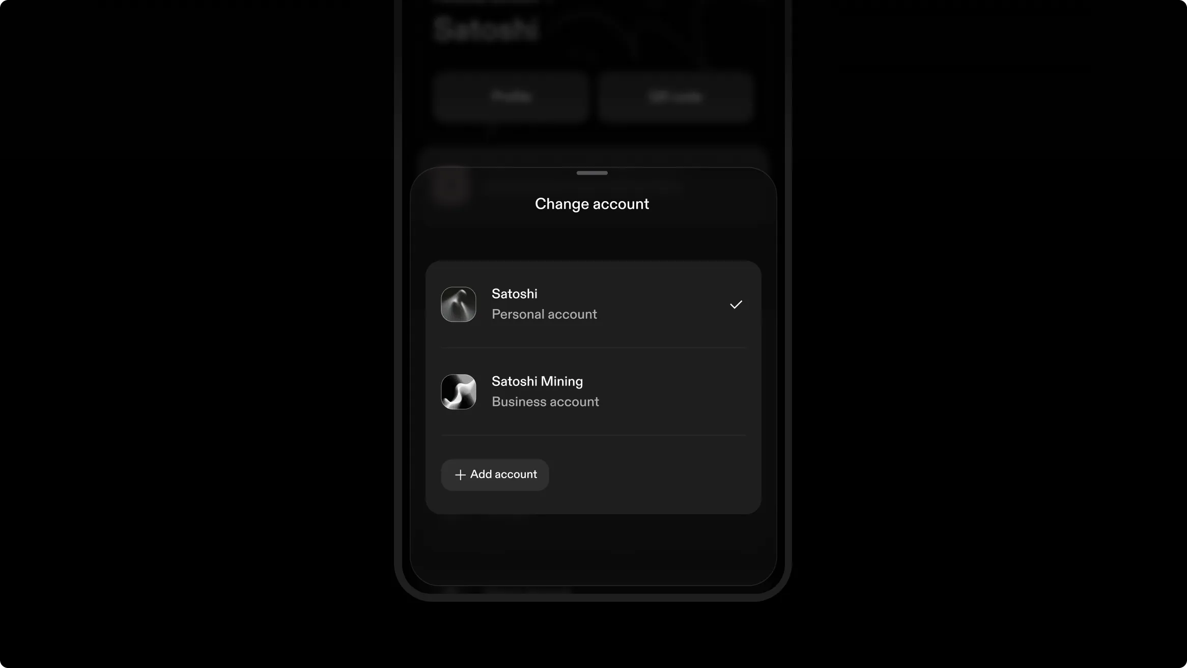Switch between personal and business accounts