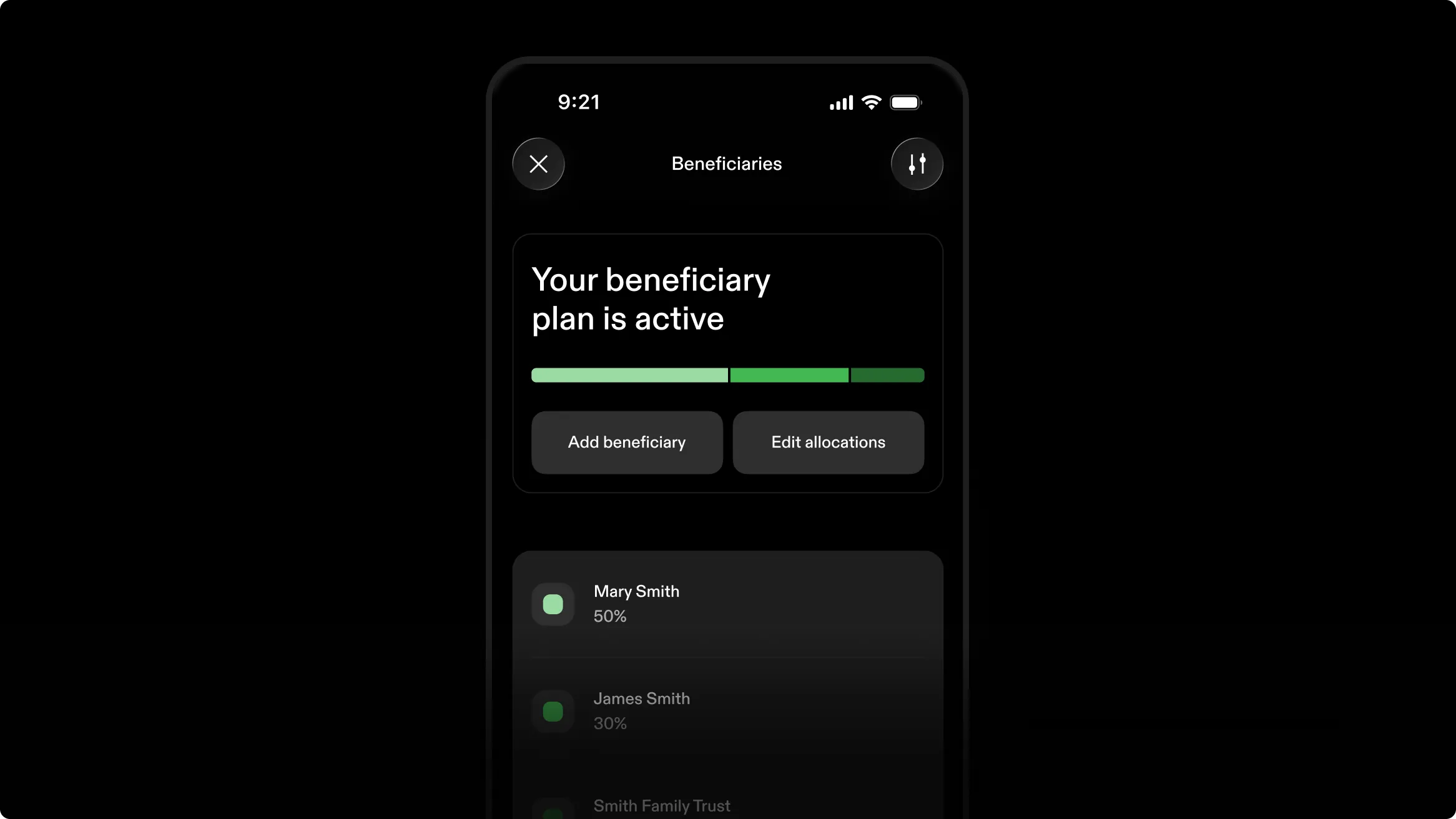 Set up a beneficiary plan