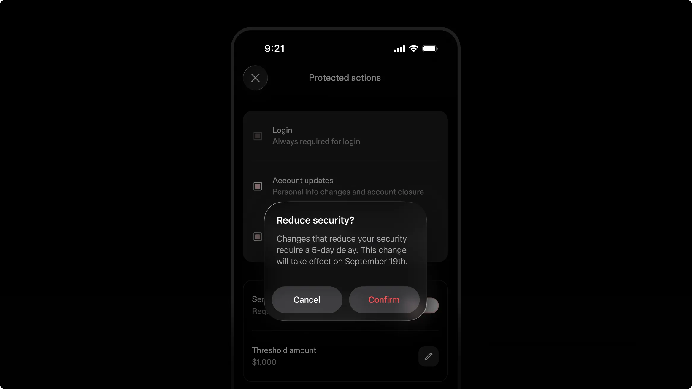 Protect your security settings with a delay