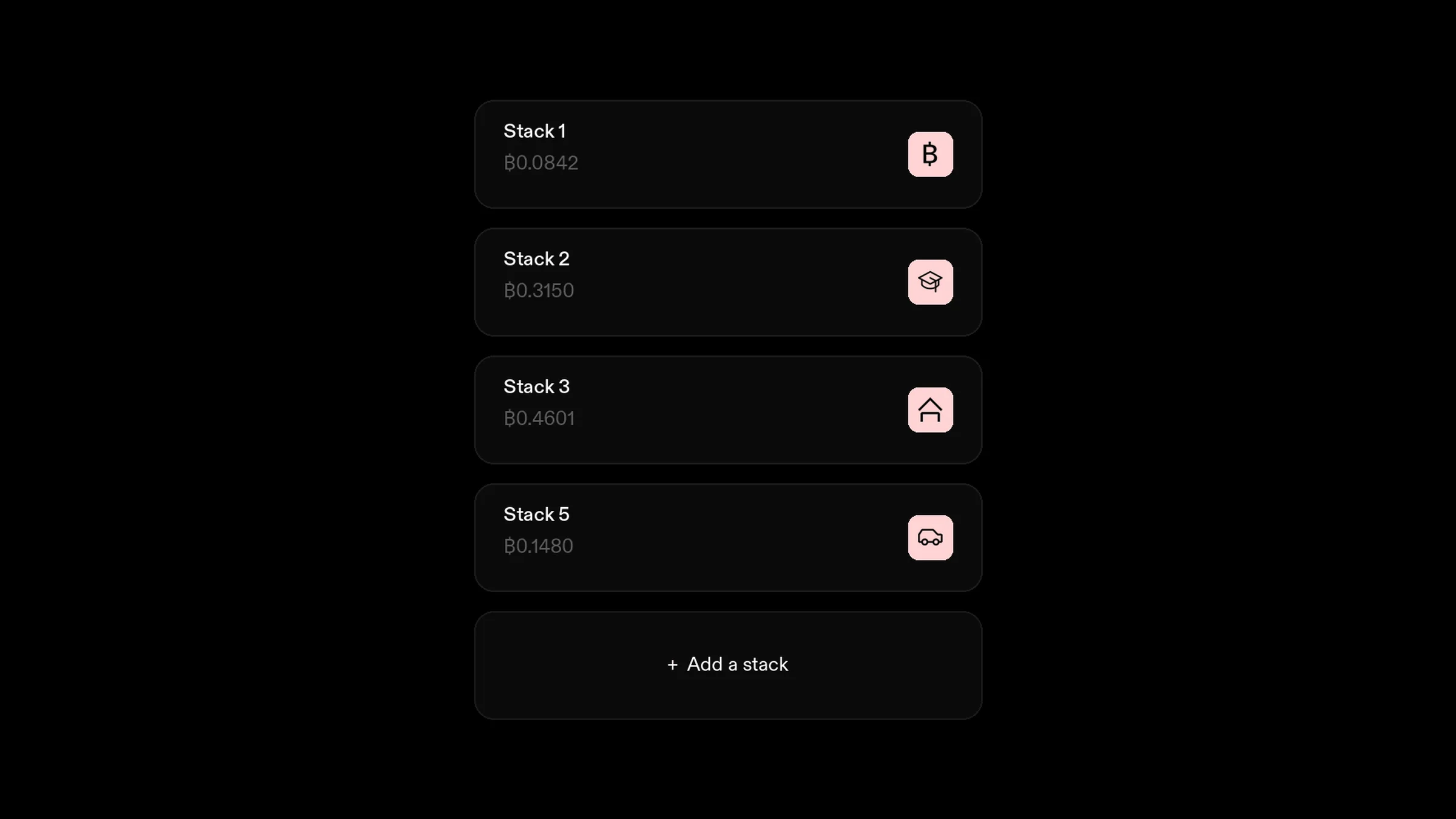 Organize your bitcoin savings into stacks