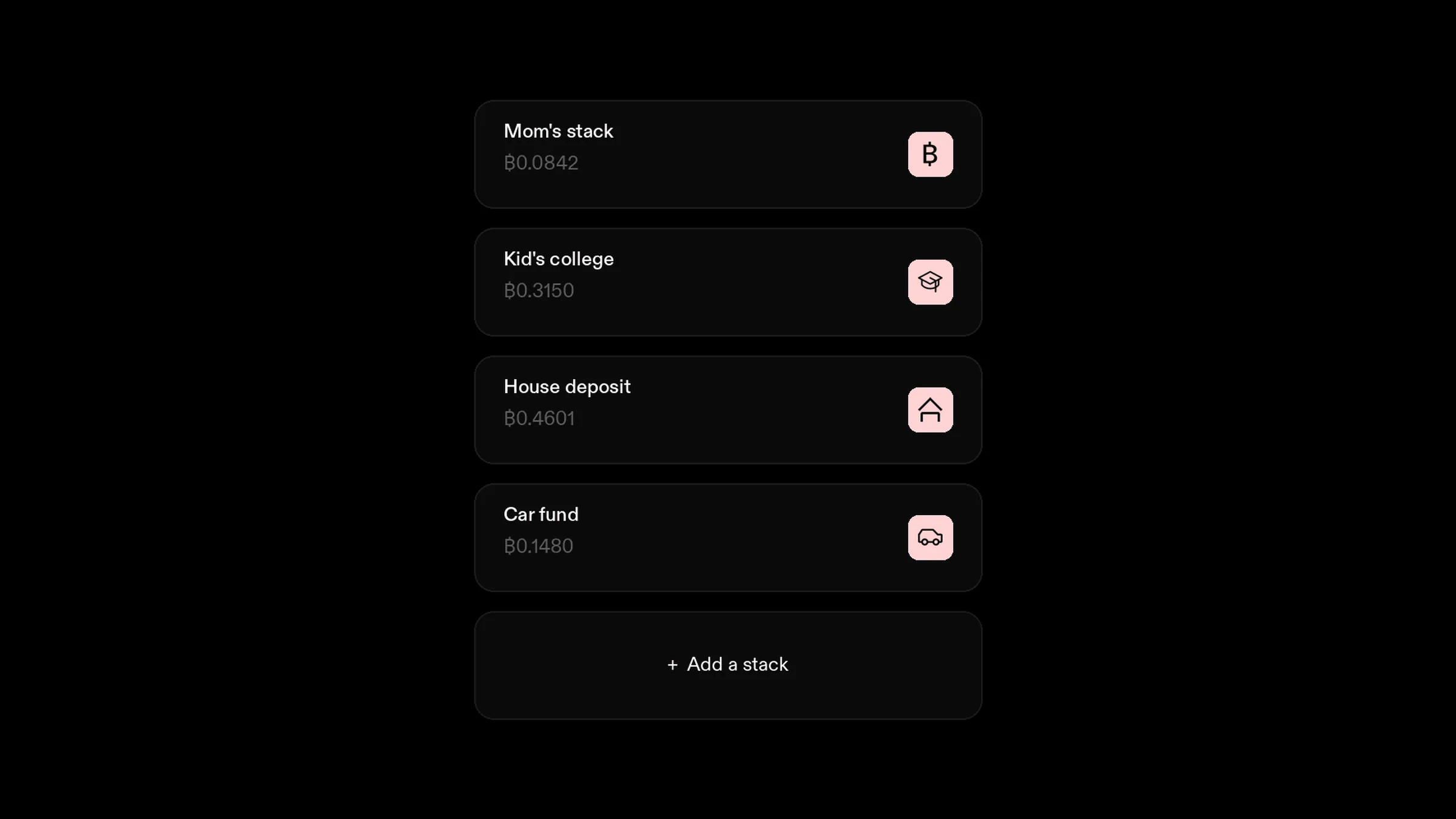 Organize your bitcoin savings into stacks