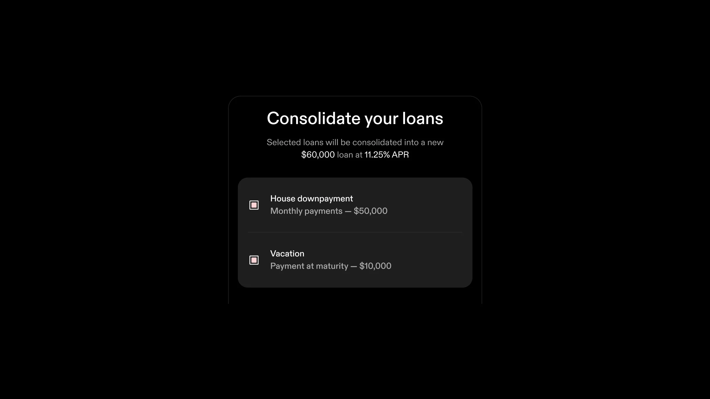 Refinance or consolidate loans of different types